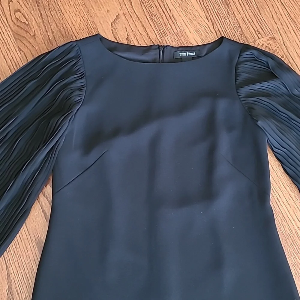 White House/Black Market Classic Black Dress with Long Crepe Sleeves - Size 4 - Picture 5 of 13